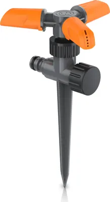 Produktbild von Brandson Kreisregner, Sprühregner, Garten Sprinkler, 360° Rasensprenger, 3 Arm Rasensprinkler rotierend, bis 80 m², 15 Strahldüsen, 10 m Reichweite, Gardena kompatibel