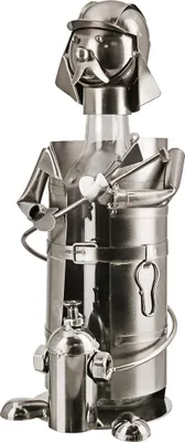 Imagen del producto de Soporte para botellas con forma de bombero, metal, color plateado, paquete de 2 unidades, largo 14 cm, ancho 16 cm, alto 39 cm. Código: 65087 4009079650877