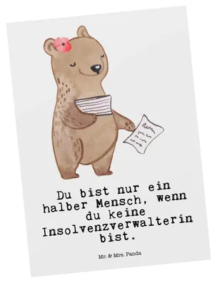 Produktbild von Mr. & Mrs. Panda Postkarte Insolvenzverwalterin Herz - Weiß - Geschenk, Grußkarte, bildkarte, Postkarten, Ansichtskarten, Ansichtskarte