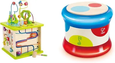 Imagen del producto de E1810 - Cubo de actividades "Pequeños animales", de madera, a partir de 12 meses.E0333 - Tambor para bebés
