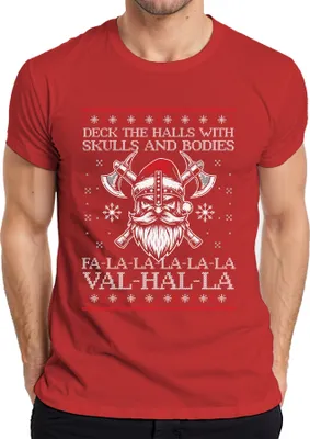 Produktbild von Valhalla Wikinger Nordmann Viking - Weihnachten Weihnachtsgeschenk Christmas Herren T-Shirt, Rot, L