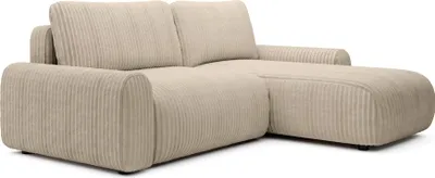 Image de Selsey Lelu - Canapé d'angle en L avec fonction sommeil, coffre de lit et velours côtelé, réversible, Beige