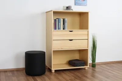 Produktbild von Regal, Küchenregal, Wohnzimmerregal, Bücherregal - 80 cm breit, Kiefer Holz-Massiv, Farbe: Natur
