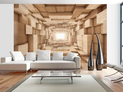 Produktbild von Vlies Fototapete 3D Effekt 350x256 cm Tapeten Wandtapete XXL Tunnel Holz Beige a-A-0125-a-b