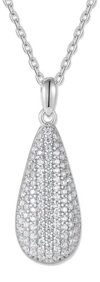 Produktbild von 9NB-1683 – Silberne Halskette mit Anhänger – Tropfenform – Mit Zirkonia – Silberfarben – 925er Silber – 40+5 cm