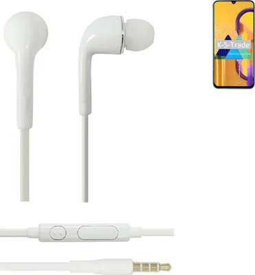 Produktbild von K-S-Trade Kopfhörer Headset kompatibel mit Samsung Galaxy M30s mit Mikrofon u Lautstärkeregler weiß 3,5mm Klinke Kabel Headphones Ohrstöpsel