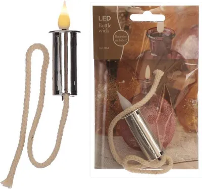 Produktbild von LED Docht mit Flamme silber + 3x Batterie