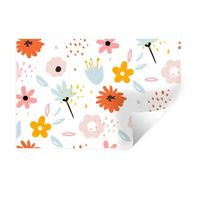 Produktbild von MuchoWow® Wandtattoo Wandsticker Wandaufkleber Blumen - Rosa - Weiß - Sommer 120x80 cm Selbstklebend und Repositionierbar - Selbstklebend - Fototapeten