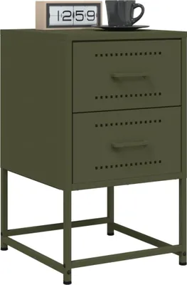Immagine prodotto di vidaXL Comodini 2 pz. Verde oliva 36x39x60,5 cm acciaio