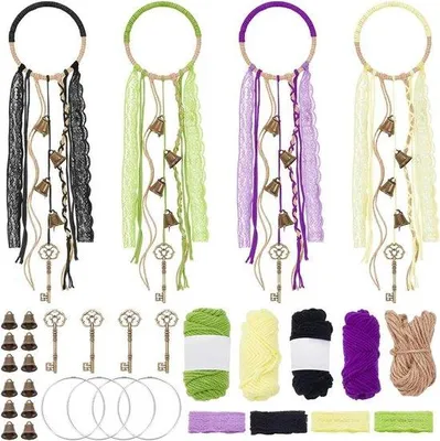 Produktbild von Famanu DIY Windspiele Set - Set von 4 - Dekorative Heksenschmuck für Türknäufe
