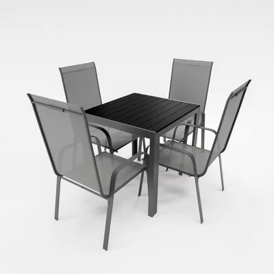 Produktbild von Gartenmöbel Set Alu Tisch 5-tlg. 4x Stapelsessel Essgruppe Gartenset anthrazit Sitzgruppe