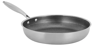 Produktbild von Bratpfanne - Wokpfanne 32 cm - Edelstahl Honigwabenstruktur Antihaft - Für Induktion & Gasherd - Hitzebeständig bis 380 °C - Ohne Deckel - Schwarz