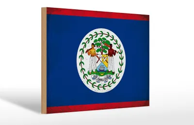 Produktbild von Holzschild Flagge Belizes 30x20cm Flag of Belize Vintage