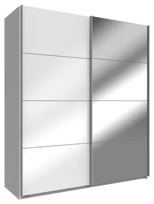Image de Armoire à portes coulissantes Easy Plus, 135 x 65 x 210 cm, blanc, verre blanc (18582)