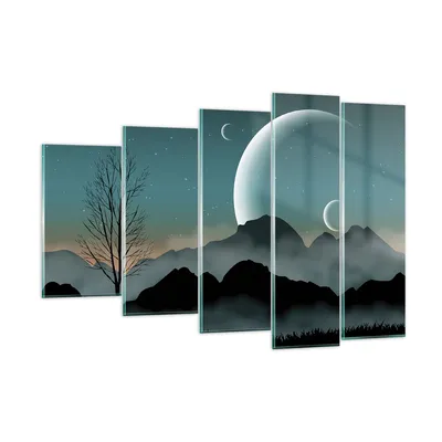 Produktbild von Bilder auf glas - 5 Teile - Himmel Nacht Illustration - 150x100cm - Glasbilder - Wandbilder - Bilder - Wanddekoration aus Glas - Glas Bilder - Wandbild auf Glas - GEG150x100-4143