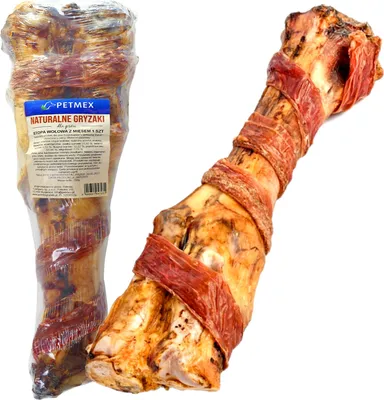 Immagine prodotto di Snack naturale per cani, stinco di manzo con carne, Petmex, 1 pezzo.