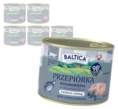 Produktbild von Baltica Smaki Regionów Wachtel 6x185g Getreidefreies Nassfutter für sterilisierte Katzen