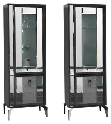 Immagine prodotto di Set di vetrine Armadietti Credenza Grigio Set di vetrine 2 pezzi