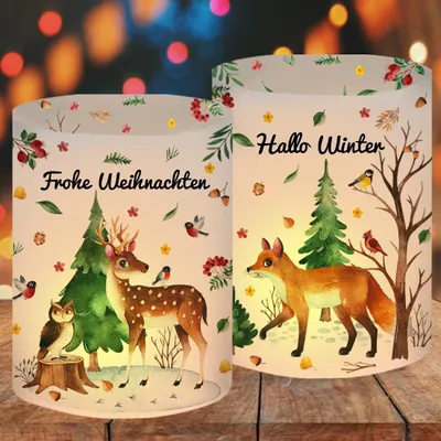 Productafbeelding van 12 Windlichten voor Kersttafeldecoratie