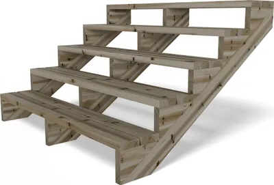 Produktbild von Terrassentreppe Kiefer kesseldruckimprägniert Treppe mit Stufen Wangentreppe  Größe: 5-stufig Breite: 150 cm
