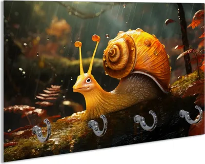 Produktbild von Wallario Schlüsselbrett aus Glas, Motiv: Schnecke auf Ast, 30 x 20 cm mit 4 Haken