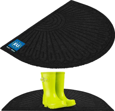 Produktbild von KOTARBAU® Fußmatte 60 x 90 cm Halbkreisförmig Schmutzfangmatte Rutschfest Fußmatte für Innen & Eingangsbereich Saugfähig Fußabtreter Polypropylen + Gummi Grau