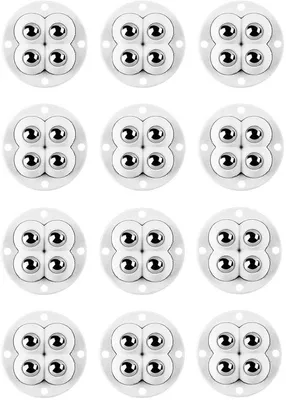 Image de Roulettes de transport amovibles - 12 pièces - Autocollantes - Roulettes pivotantes - Pour meubles et caisses - Rotation à 360 degrés - 4,7 cm