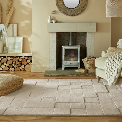 Produktbild von Eleganter Teppich in neutralen Tönen "Deben Seth". 200x290 cm | Kadima Design