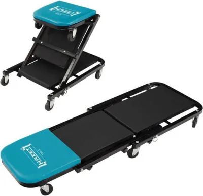 Produktbild von Garagenliege Sitz Hocker Liege Werkstatt 120x45cm 6 Räder Montageliege Werkstatt