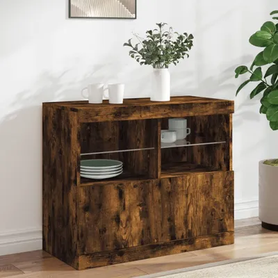 Produktbild von vidaXL Sideboard mit LED-Leuchten Räuchereiche 81x37x67 cm