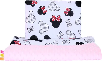 Produktbild von Minky Baby Kinderwagenset Kuscheldecke Kinder Decke Kissen 50 x70 cm 3. Minnie + Rosa