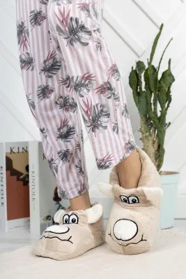 Produktbild von Uni Hausstiefel Plüsch weich beige Größe 40