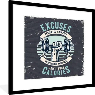 Produktbild von MuchoWow® MuchoWow® Gerahmtes Poster Gewichte - Fitness - Hand - Retro 40x40 cm - Poster mit zchwarzem Bilderrahmen - Poster - Plakat im Rahmen