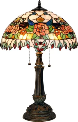 Produktbild von Clayre & Eef Tiffany Tischlampe Ø 41x67 cm Rot Grün Glas Rose
