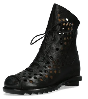 Produktbild von Laura Vita Damen Stiefelette aus Leder mit Lochmuster Cyrielle 11, Größe:37 EU, Farbe:Schwarz