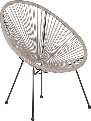 Produktbild von BELIANI Balkonstuhl Hellgrau Polyrattan Spaghetti-Optik Modern Mexikanischer Stil Outdoor Balkon Terrasse Garten Möbel