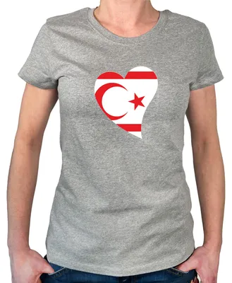 Produktbild von Huuraa Damen T-Shirt Nordzypern Flagge Herz S Sport Grey Bio Baumwolle Fairtrade Damenshirt Geschenkidee