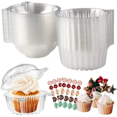50 Cupcake-Behälter 11,5 cm, transparent, für Kuchen & Salat