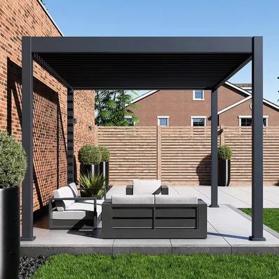 Obrázok produktu pre Vonkajšia pergola / pavilón Paragon s lamelovou strechou "Tuscan 1012" antracit 310 x 370 x 256 cm (d x š x v)