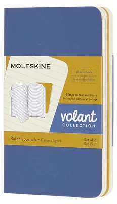 Immagine prodotto di Taccuino Volant XS 6,5 x 10,5 cm, a righe, copertina morbida, confezione da 2 pezzi, blu nontiscordardimé/giallo ambra.