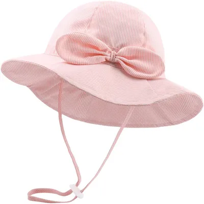 Produktbild von Baby Sonnenhut mit UV Schutz UPF 50+ für 6-12 Monate, Stripe Pink, Baumwolle