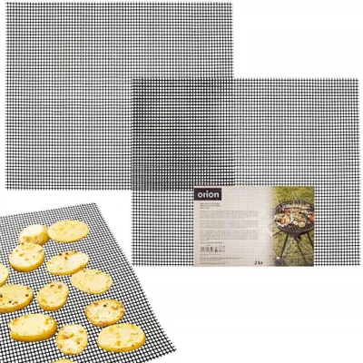 Produktbild von Orion Grillmatte | Grillnetz mit Antihaftbeschichtung Teflon zum Grillen Backen im Ofen 40x33 cm 2 Stück wiederverwendbar feinmaschig
