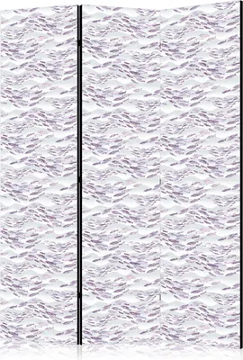Produktbild von 3-teiliger Doppelseitiger Vlies Paravent - Fish in Subdued Colors - Shoal of Small Fish in Light Purple and Delicate Pink Against Gray Waves 135x172 cm Tiere g-C-10152-z-a