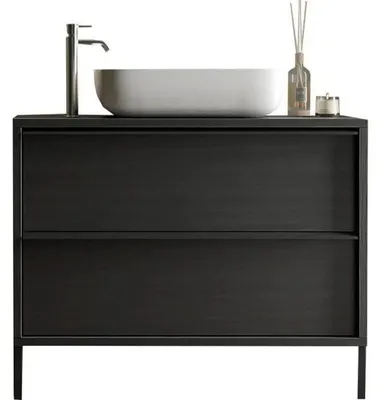 Image de Meuble salle de bain sur pieds ARREDOBAGNO CAMPANELLI 2 tiroirs + vasque à poser 92cm