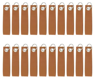 20 Filz-Schlüsselanhänger, rechteckig, mit Ringen, DIY, Dunkelbraun