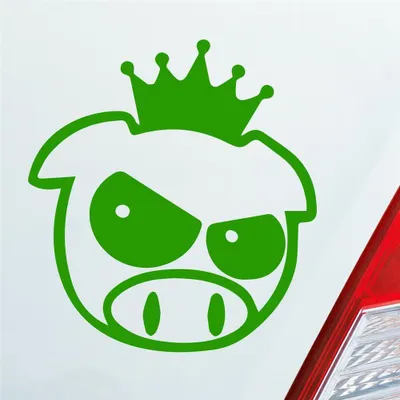 Produktbild von Auto Aufkleber Bad Pig Drift König Krone Schwein 10x11 cm Hellgrün Sticker Heckscheibenaufkleber