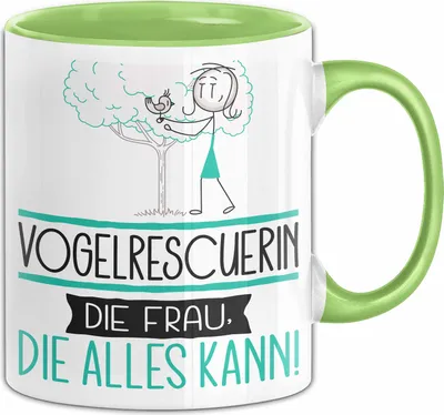 Produktbild von Vogelrescuerin Geschenk Tasse Becher Die Frau Die Allen Kann Geschenkidee für eine Vogelrescuerin Lustig (Grün)