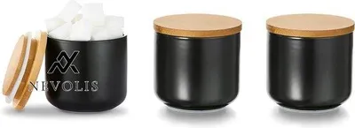 Immagine prodotto di Piccoli contenitori per spezie in Vetroceramica da 16 oz, neri, per la cucina