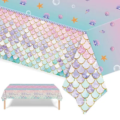 Immagine prodotto di Tovaglia a tema sirene, 1 pezzo, plastica, 137 x 274 cm, PEVA, monouso