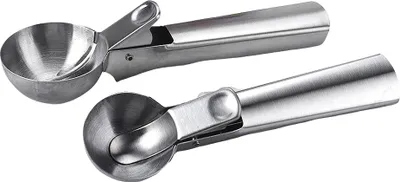 Image de CANDeal 2 pièces en acier inoxydable cuillère à glace boules de glace cuillère grise pour les fruits et la pastèque pelle